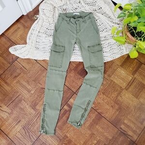 ZARA Premium Collection Stretchy Olive Cargo Denim Pants